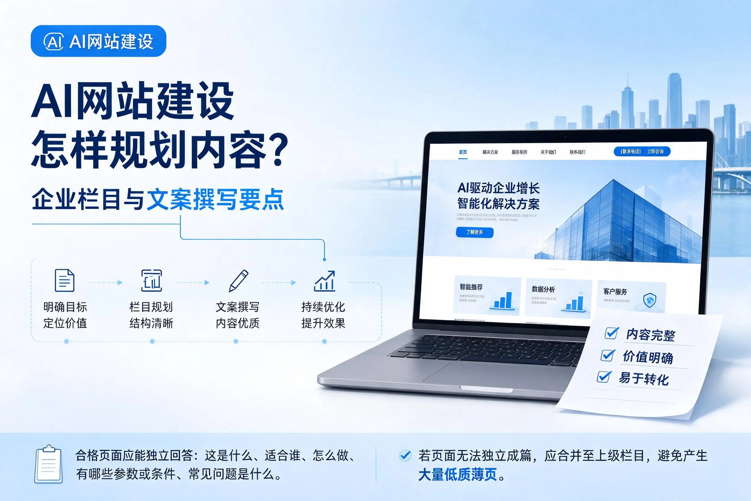 AI网站建设怎样规划内容？佛山企业栏目与文案撰写要点