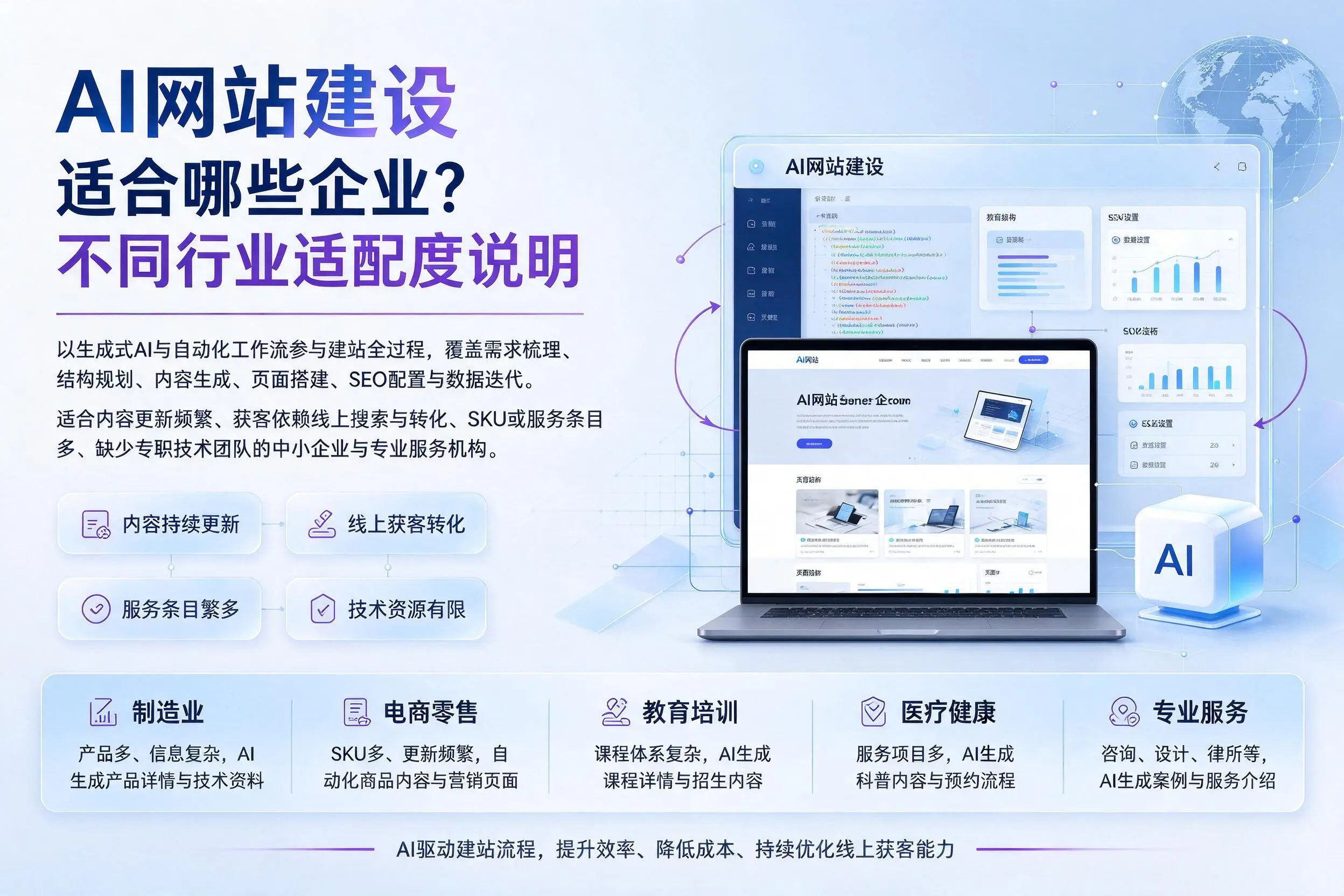 AI网站建设适合哪些企业？佛山不同行业适配度说明